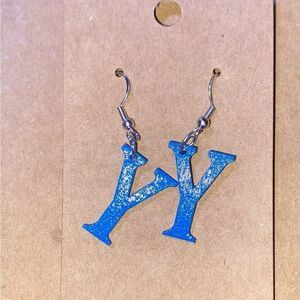 ☀️3/$12☀️ Letter “Y” Earrings with Sterling Silver Hooks. (Blue)